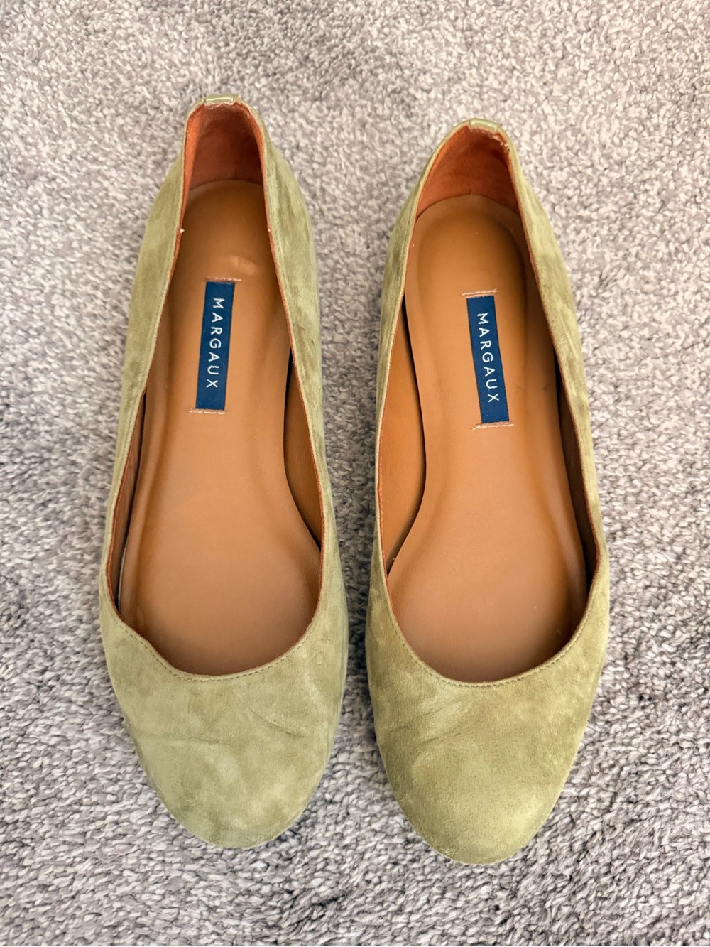Margaux Olive Green Suede Ballet Flats